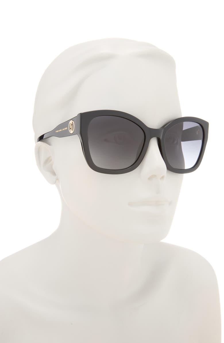 Marc Jacobs 56mm Gradient Round Sunglasses, Alternate, color, Black
