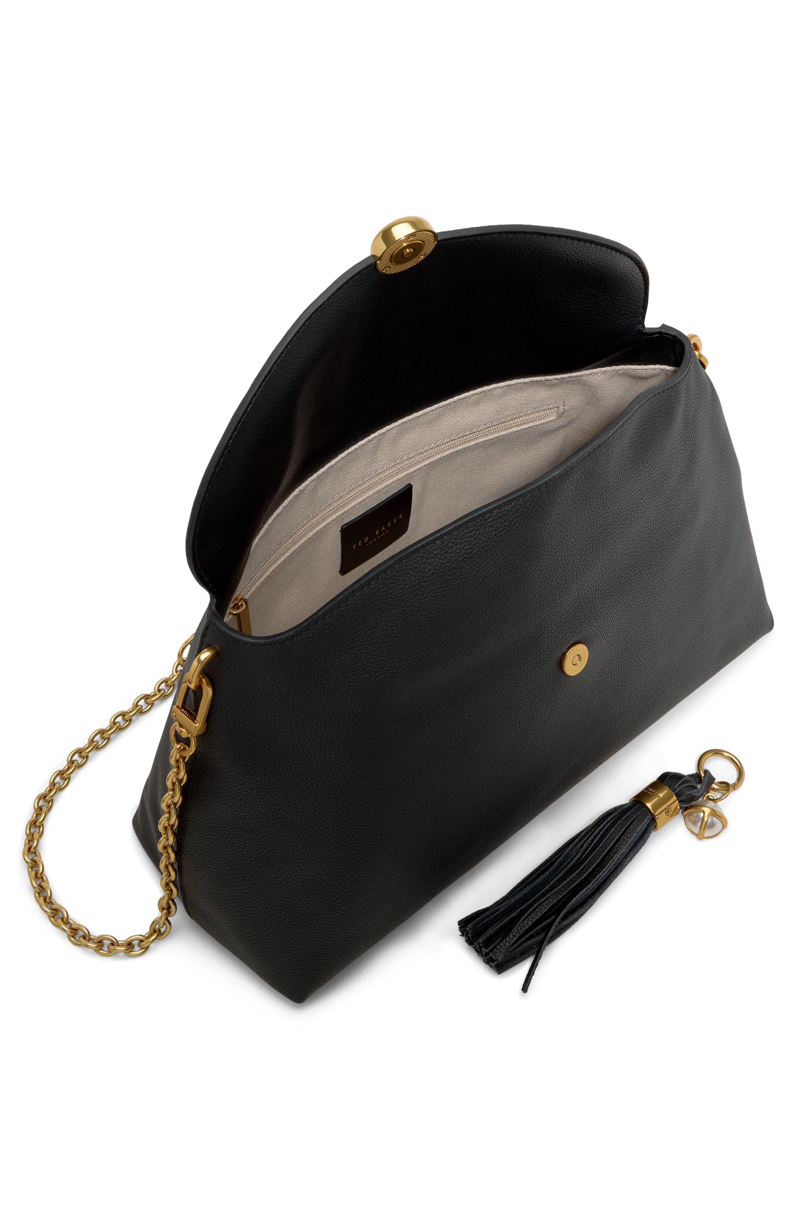 Gigi Faux Leather Crossbody Clutch, Alternate, color, PEBBLE BLACK
