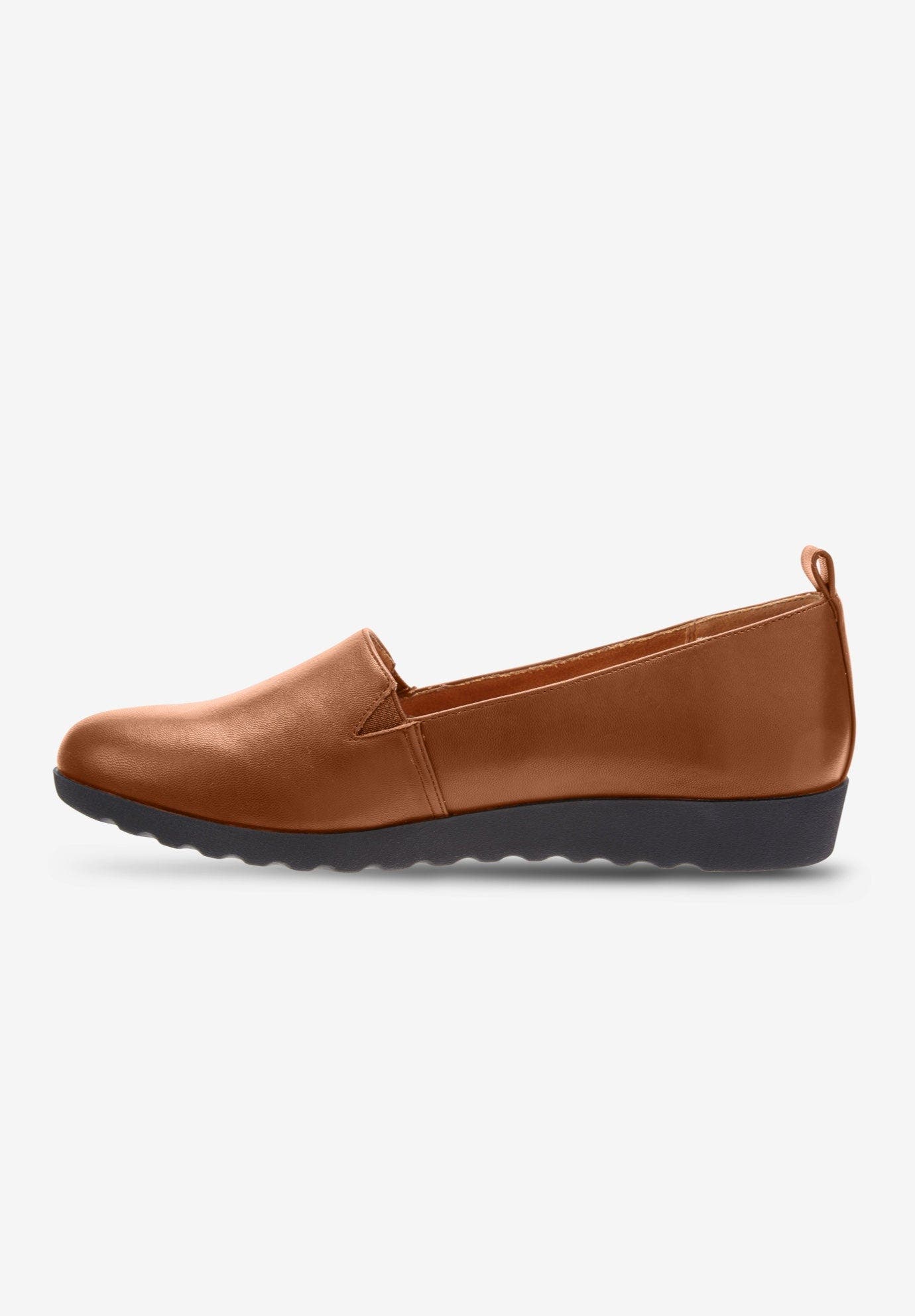 The June Leather Like Slip On Flat, Alternate, color, COGNAC