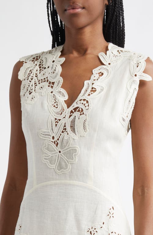 Ulla Johnson Olivette Lace & Linen Dress In Pristine