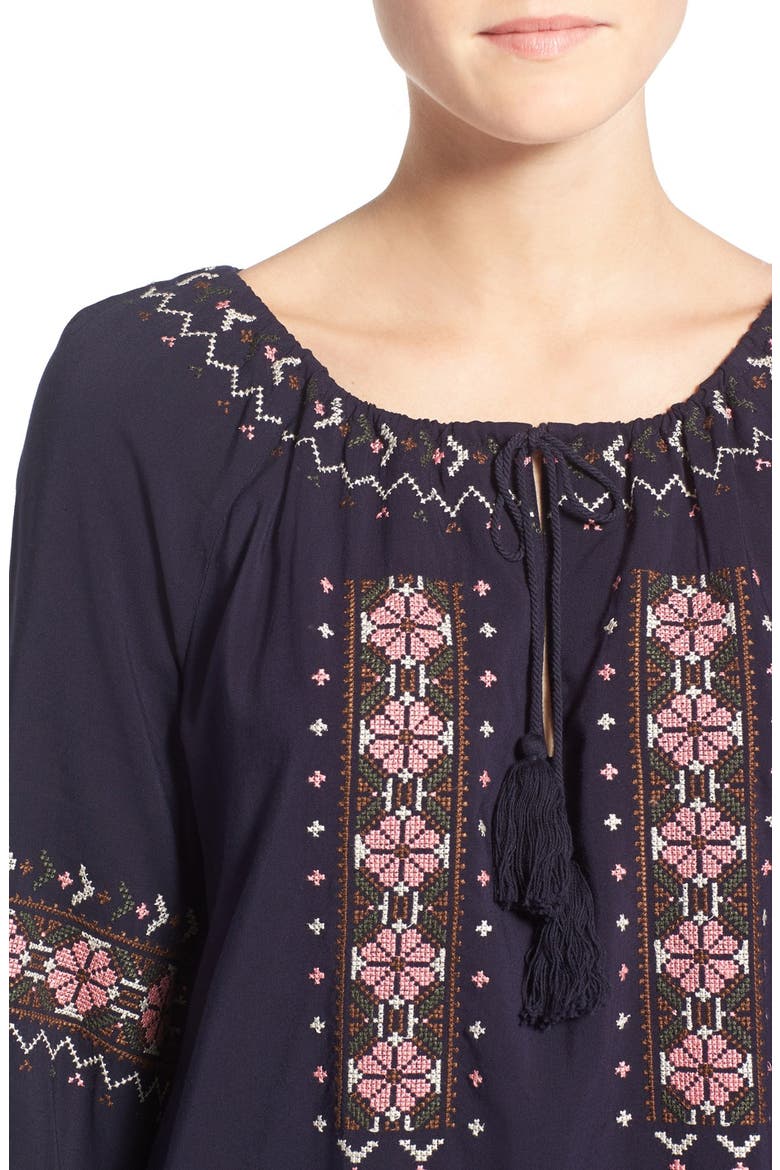 'Teddy' Embroidered Shift Dress, Alternate, color, INK