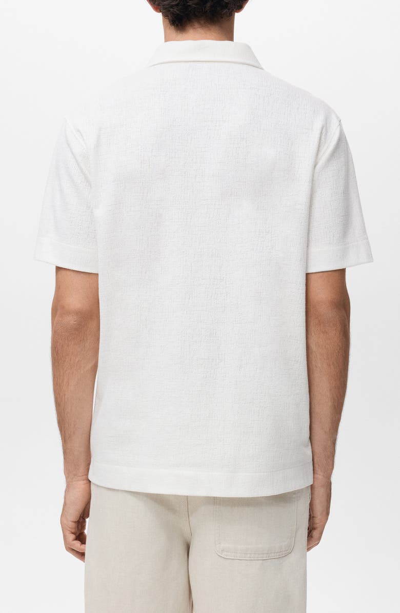 MANGO Regular Fit Textured Stretch Cotton Blend Polo, Alternate, color, Off White