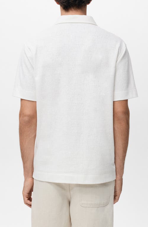 Mango Regular Fit Textured Stretch Cotton Blend Polo In White