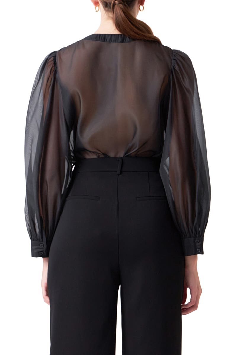 Endless Rose Sheer Organza Top, Alternate, color, Black