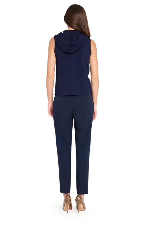 Tahari Asl Zip-up Hooded Sweater Vest In Blue