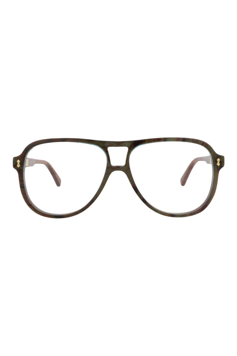 Novelty 57mm Aviator Optical Glasses, Main, color, BLUE BROWN TRANSPARENT
