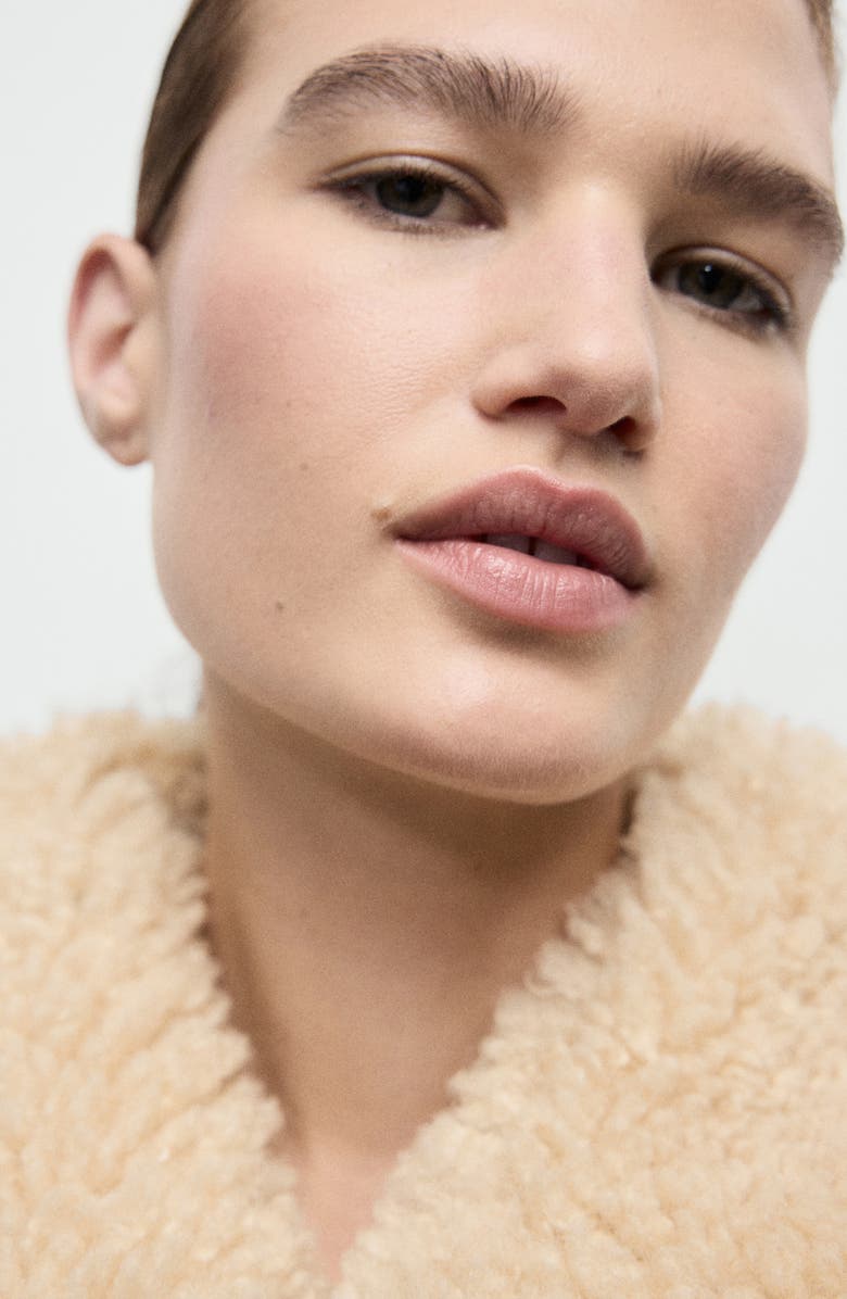 MANGO Adriana Faux Suede & Faux Shearling Trim Jacket, Alternate, color, Brown