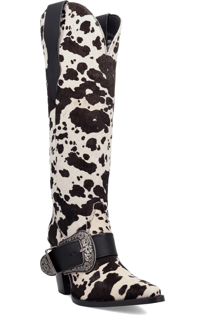 Dingo Spur Crazy Genuine Calf Hair Over the Knee Boot, Main, color, Cow Print