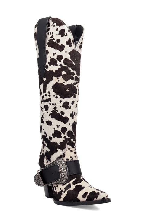 Spur Crazy Genuine Calf Hair Over the Knee Boot (Women)