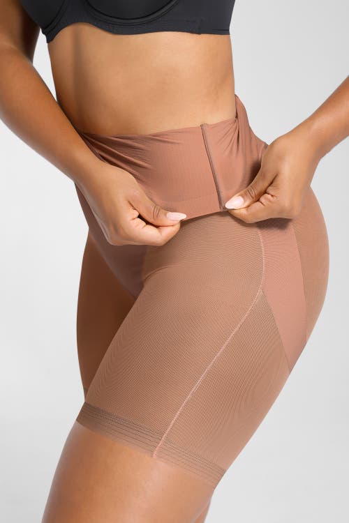 Shapellx Mesh Smooth Butt-lifting Shorts In Sienna Brown