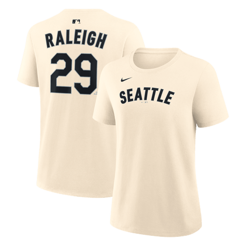 Women's Nike Cal Raleigh Natural Seattle Mariners Name & Number T-Shirt