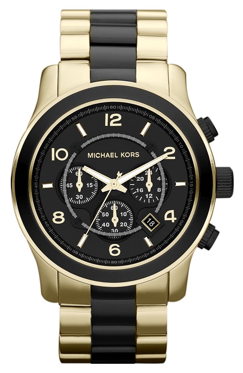 MICHAEL Michael Kors Michael Kors 'Large Runway' Two Tone Chronograph Watch, 45mm, Main, color,