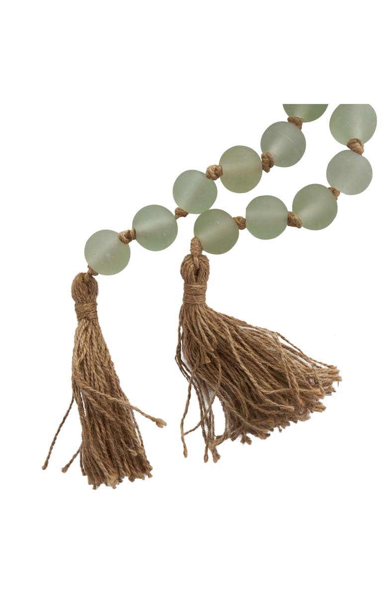 WILLOW ROW Bohemian Glass Beaded Tassel Garland, Alternate, color, Green