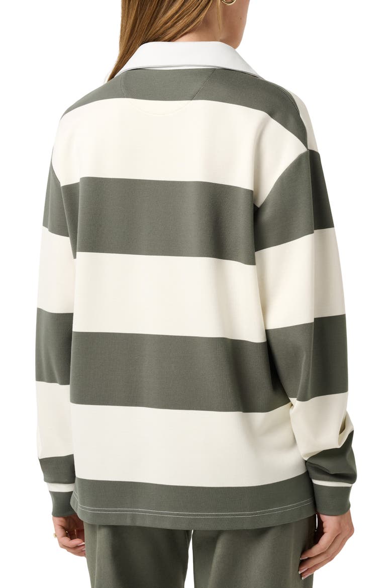 Striped Performance Rugby Polo, Alternate, color, OLIVE SMOKE STRIPE