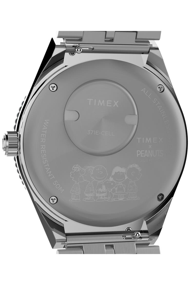x Peanuts® Q Timex® GMT Bracelet Watch, 38mm, Alternate, color, STAINLESS STEEL