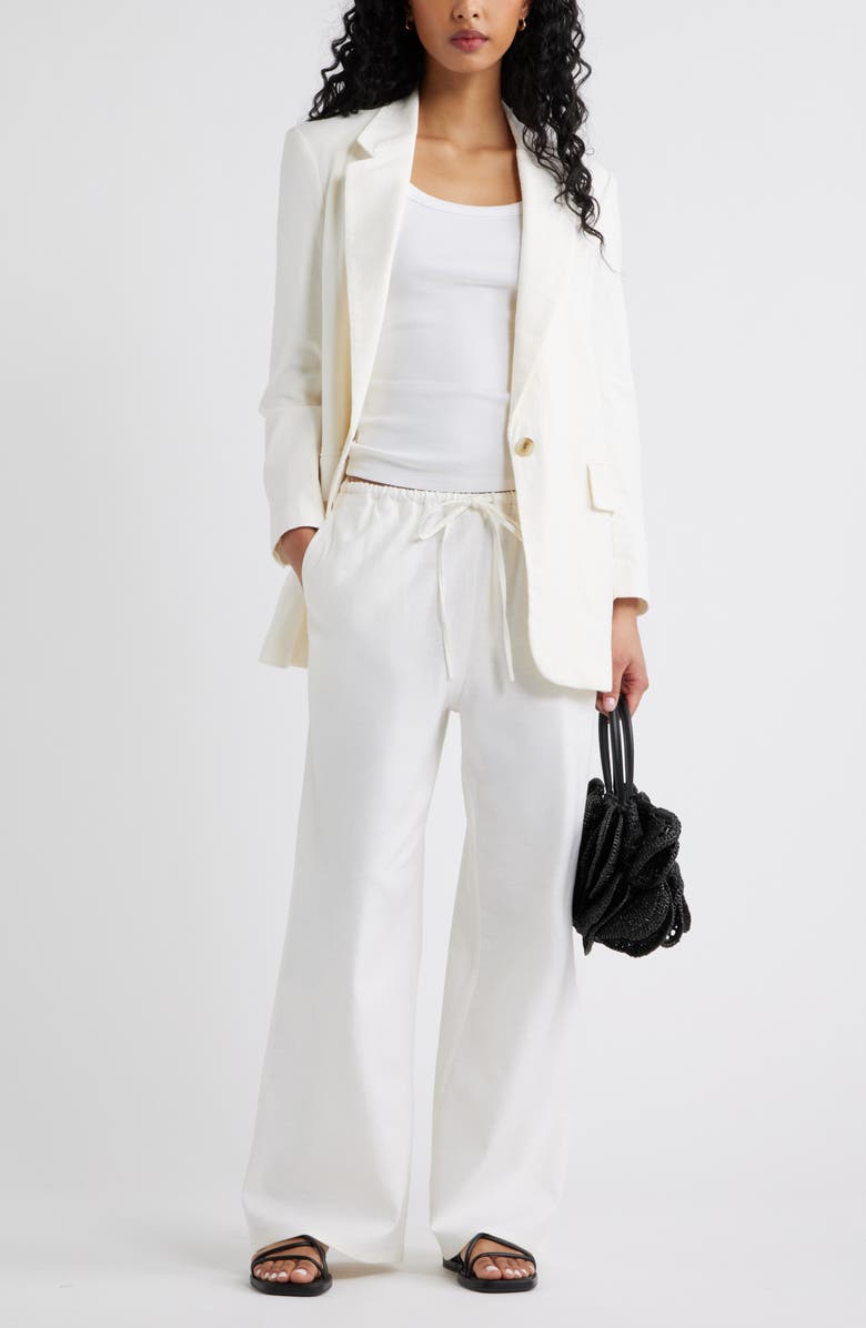 Open Edit Everyday Linen Blend Blazer, Alternate, color, White