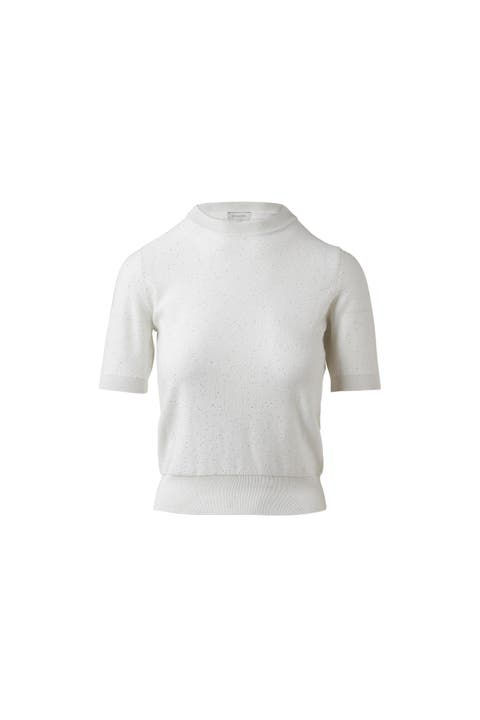Sequin Short Sleeve Crew Sweater