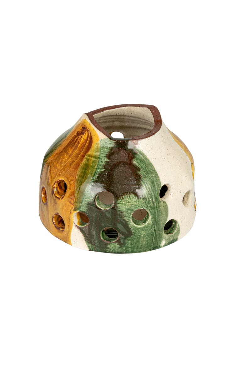 Decorative Terra-cotta Vase with Circle Cut-Outs, Main, color, Multicolor