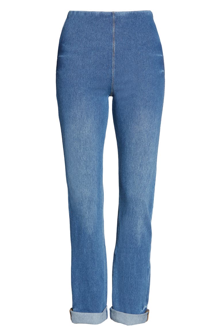 'Lyssentials Boyfriend High Rise Denim Jeans, Alternate, color, MID WASH