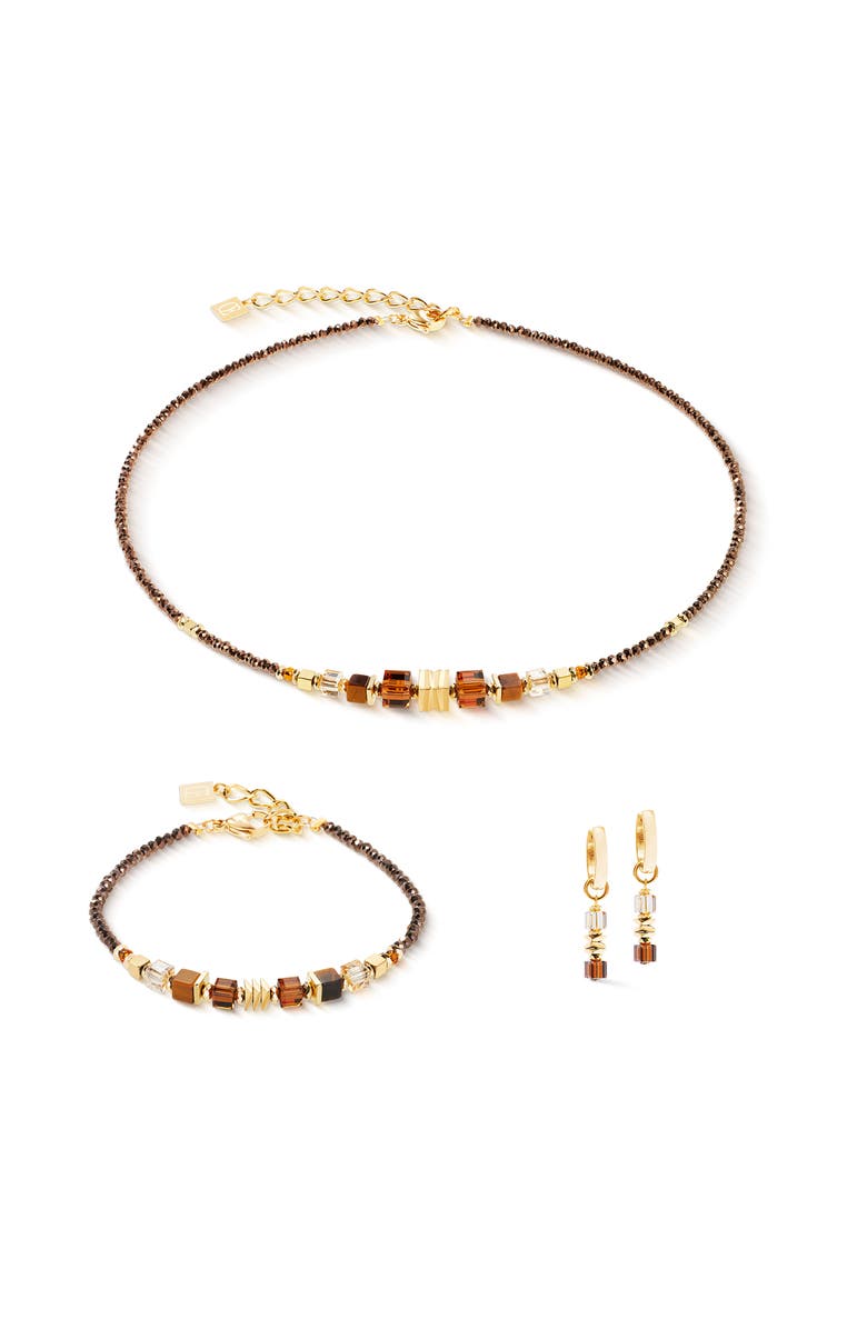 COEUR DE LION Wave Cube Flow Gold Hoop Earrings, Alternate, color, Brown