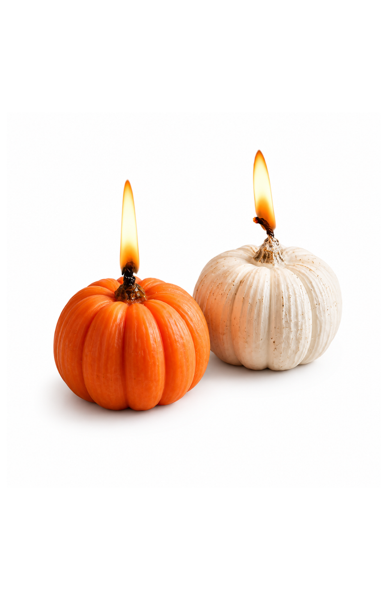 Southlake gifts Pumpkin Candle Set, Main, color, Orange / Off-White