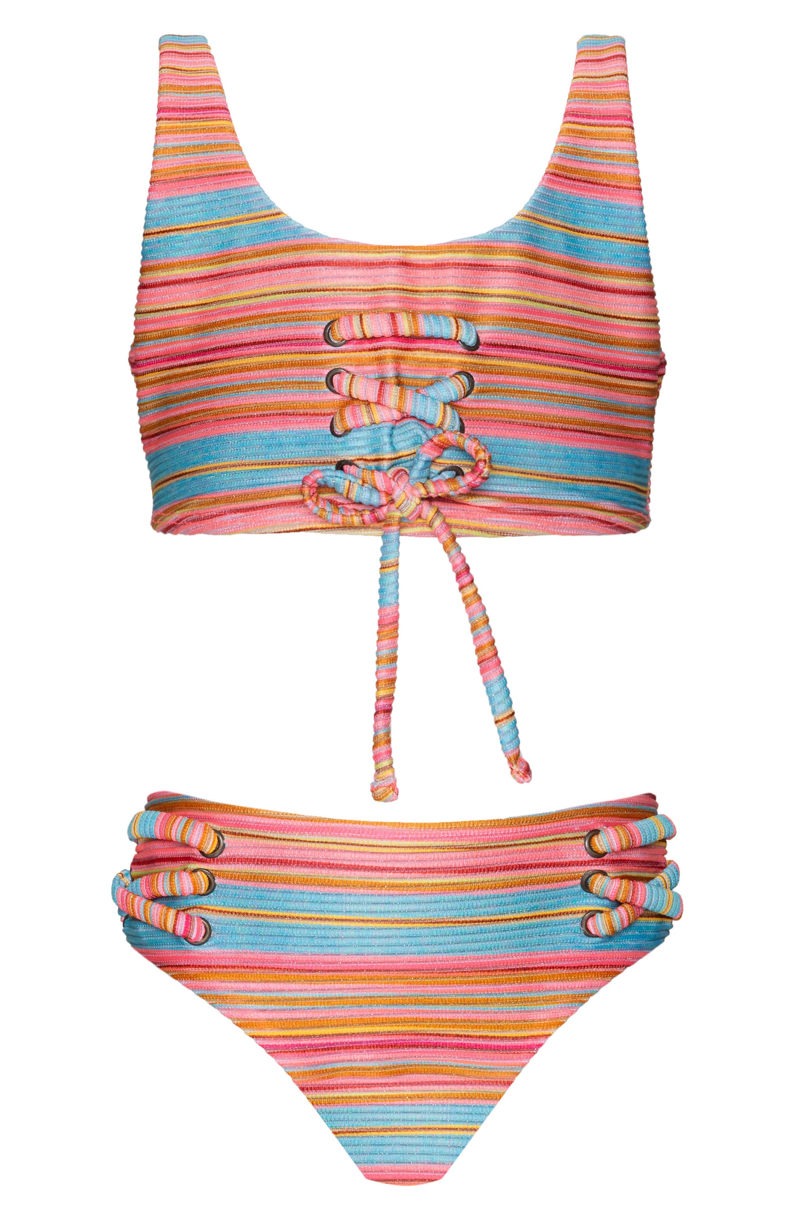 PQ SWIM Kids' Lace-Up Two-Piece Swimsuit