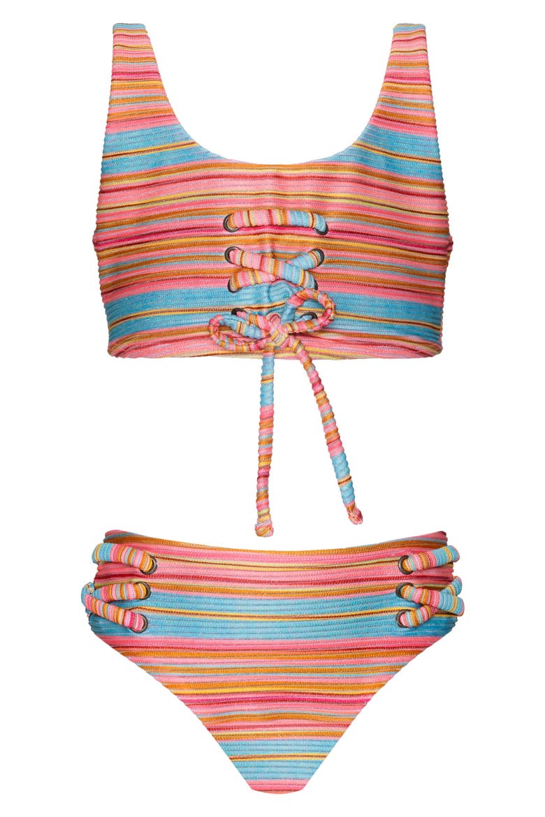 Kids' Lace-Up Two-Piece Swimsuit, Main, color, BALBOA