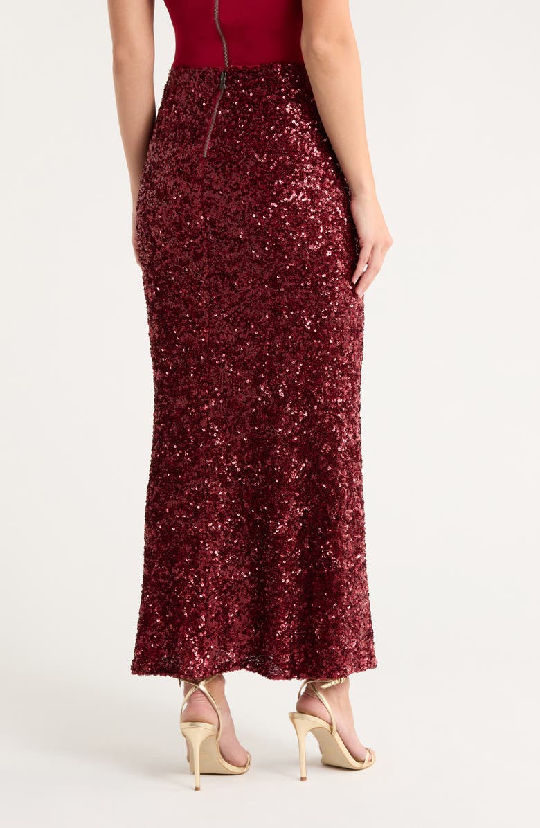 Alice + Olivia Maeve Sequin Maxi Skirt, Alternate, color, Garnet