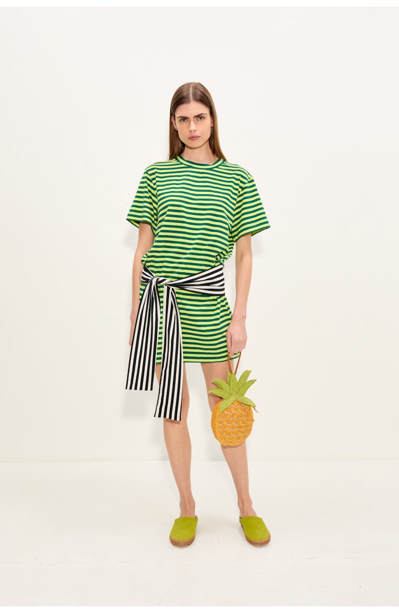 SIMONMILLER Lottie T-Shirt Dress with Tie Waist, Main, color, Lime Stripe Combo