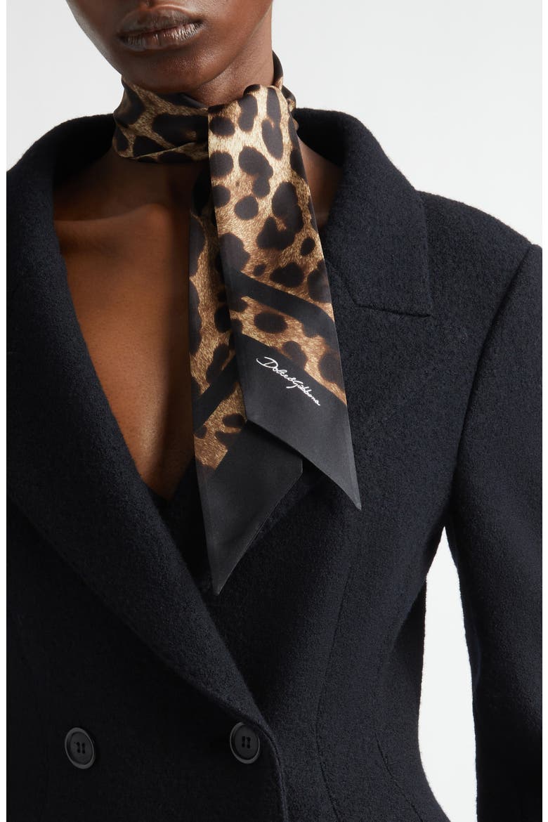 Leopard Print Silk Scarf, Alternate, color, HN13M LEO MARRONE BDO NERO