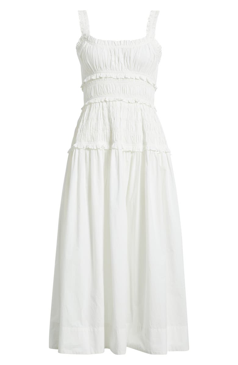 DÔEN Marianne Stripe Organic Cotton Midi Dress, Alternate, color, Salt