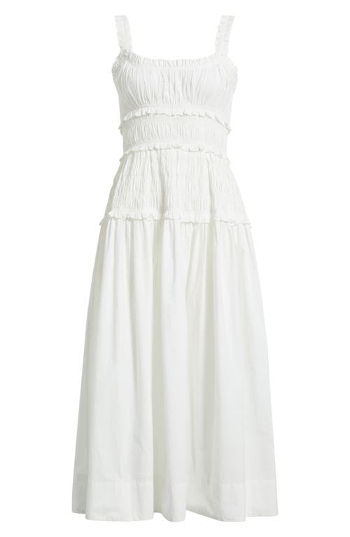 Shop Doen Dôen Marianne Organic Cotton Poplin Midi Dress In Salt