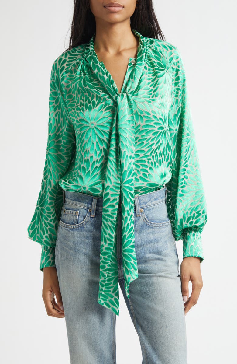 Ramy Brook Aura Tie Neck Shirt, Main, color, 