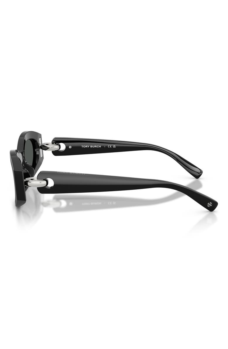 Tory Burch 52mm Oval Sunglasses, Alternate, color, Black / Dark Grey