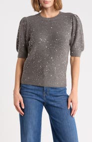 PAIGE Gladiolus Sequined Puff Sleeve Sweater