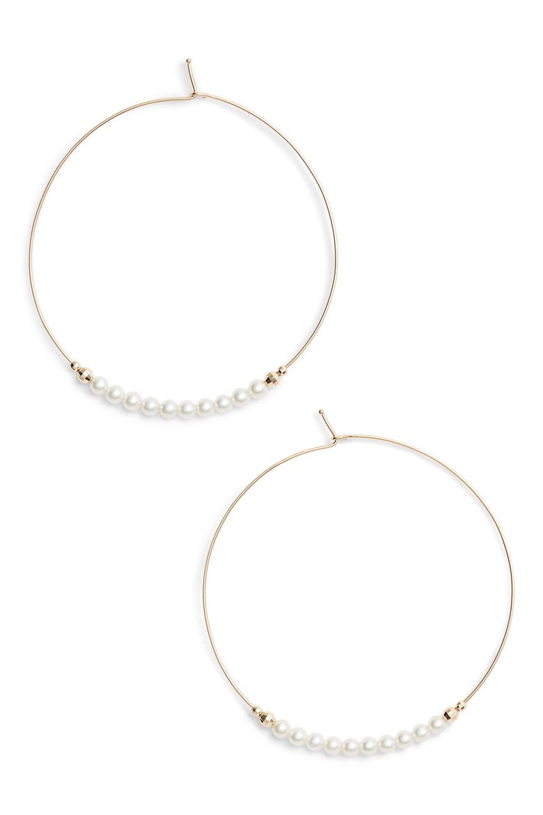 Pearl Hoop Earrings, Main, color, GOLD/ PEARL