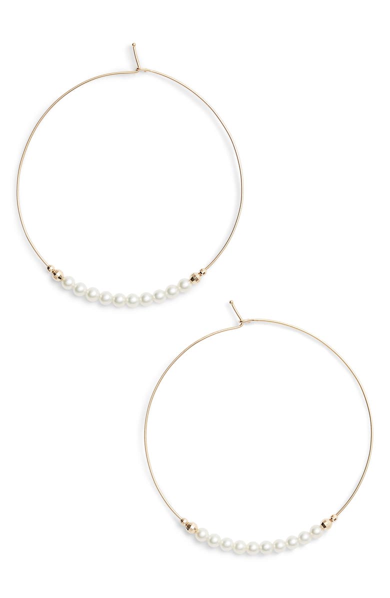 Mizuki Pearl Hoop Earrings, Main, color,