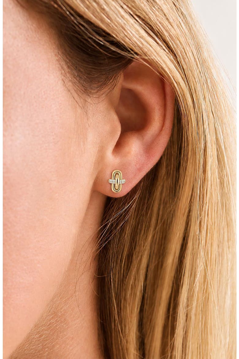 Varda 18k Gold Diamond Link Stud Earrings, Alternate, color, 18K YELLOW GOLD