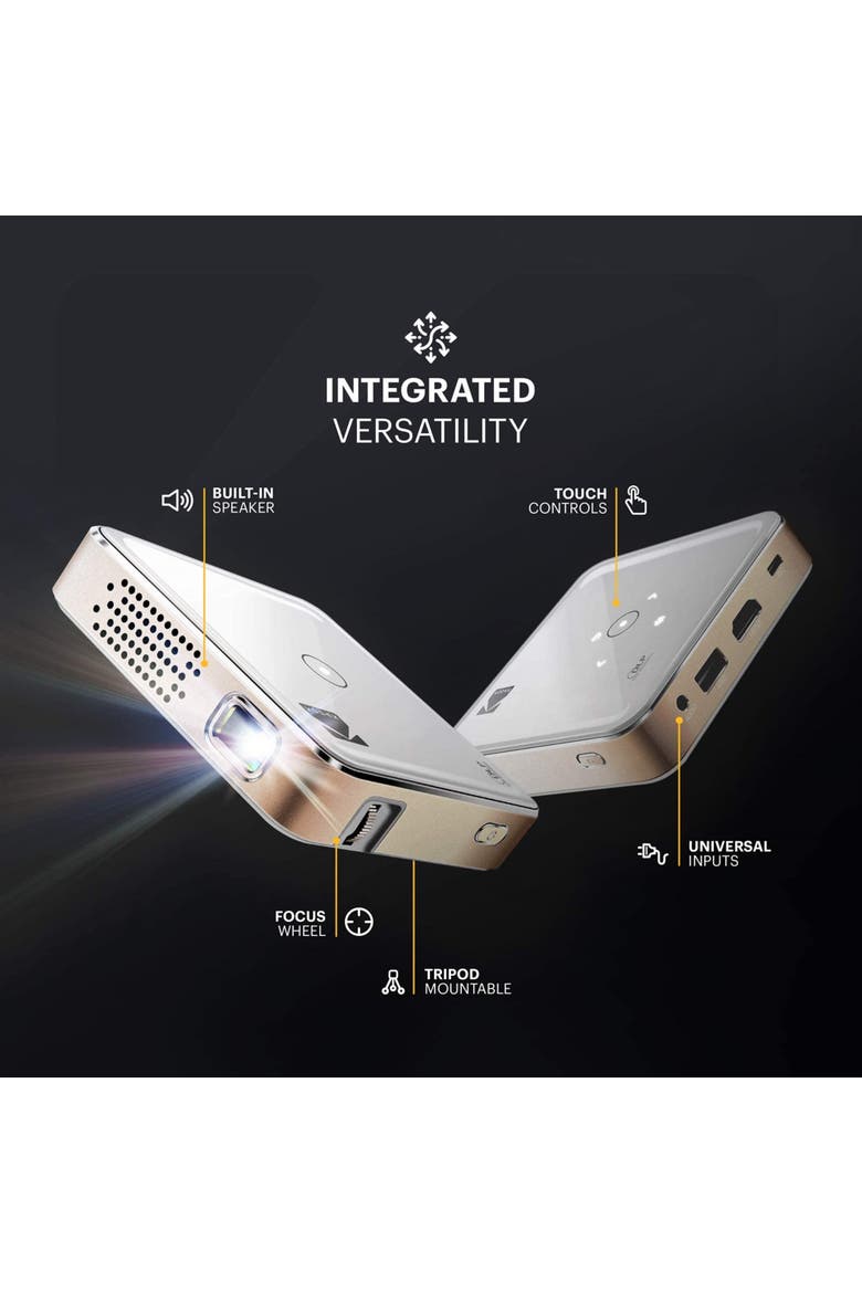 Luma 75 Ultra Mini Projector, Portable Pico Projector w/Built-in Speaker & HD Support, Alternate, color, White