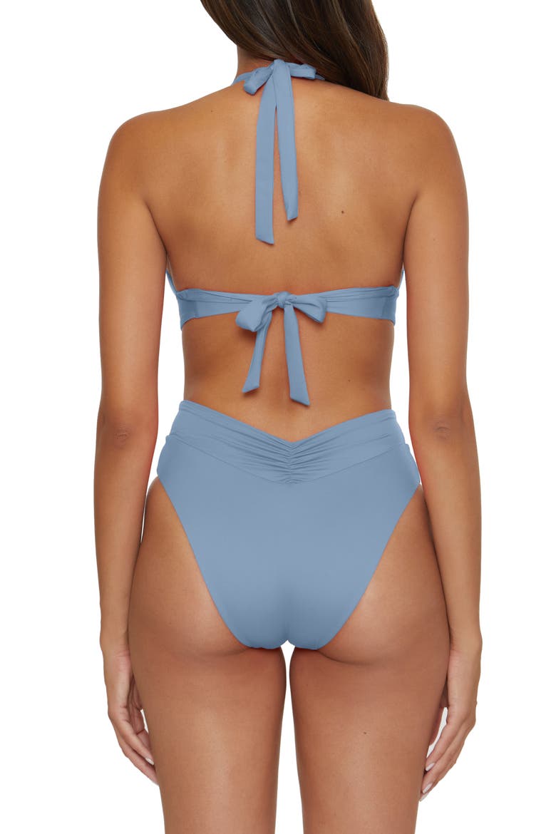 Shirred V-Wire Halter Bikini Top, Alternate, color, NEW MIST