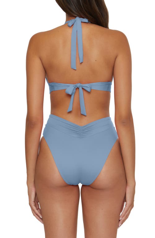 Becca Shirred V-wire Halter Bikini Top In Blue