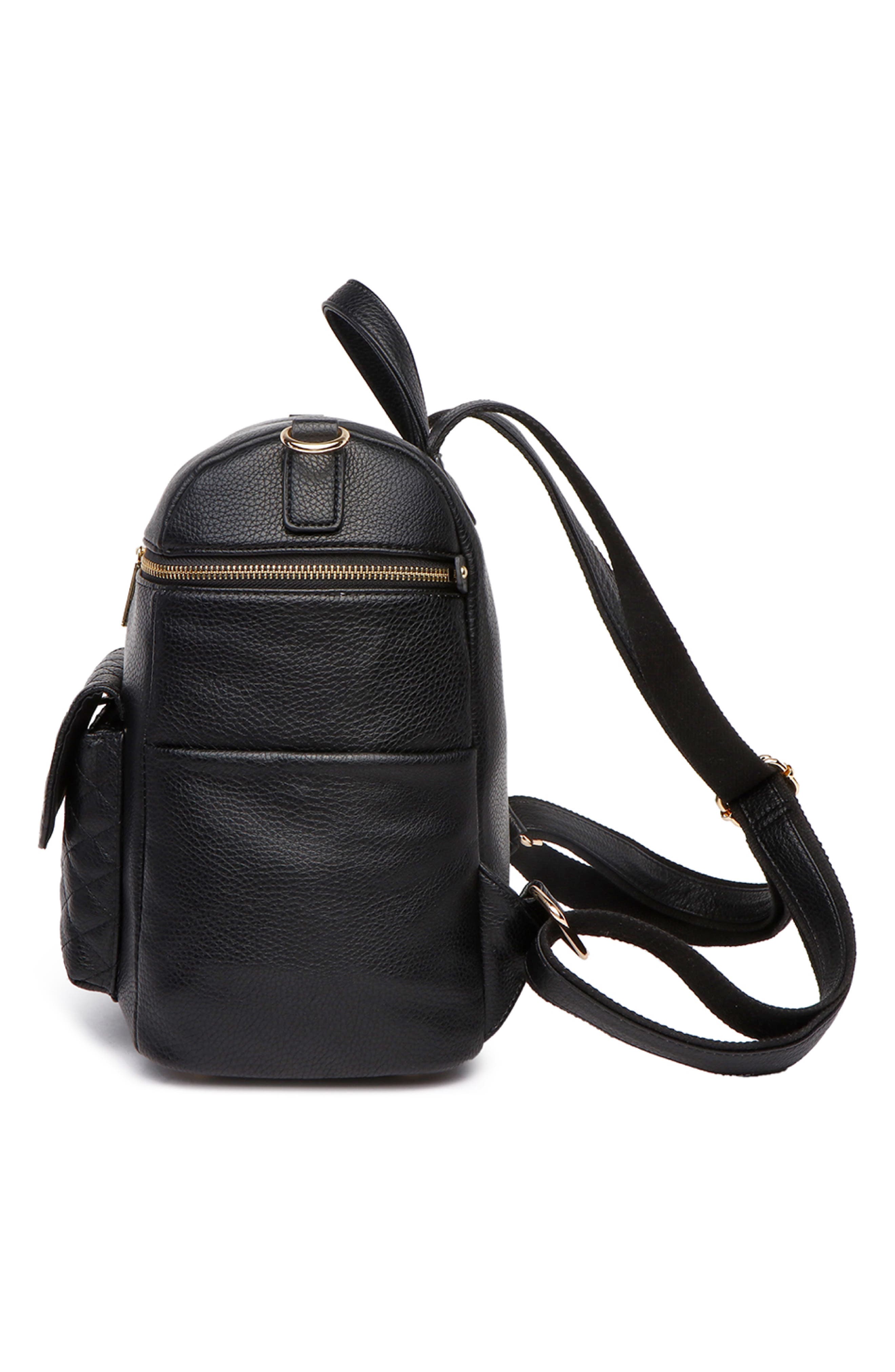 Luli Bebé Petit Monaco Faux Leather Diaper Bag, Alternate, color, Ebony Black