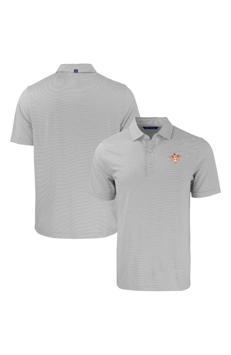 Cutter & Buck Men's Cutter & Buck  Gray/White Texas Longhorns Forge Eco Double Stripe Stretch Recycled Tri-Blend Polo, Main, color, 
