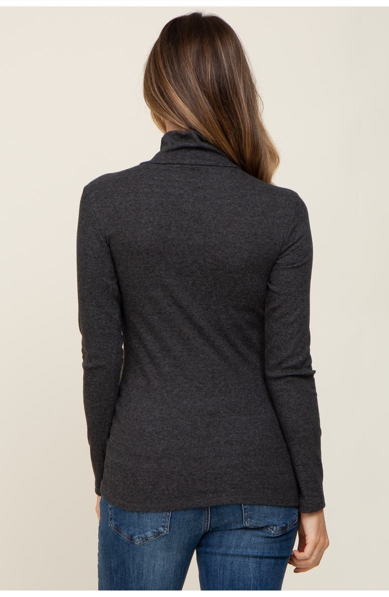 PinkBlush Ribbed Mock Neck Long Sleeve Top, Alternate, color, Charcoal Grey
