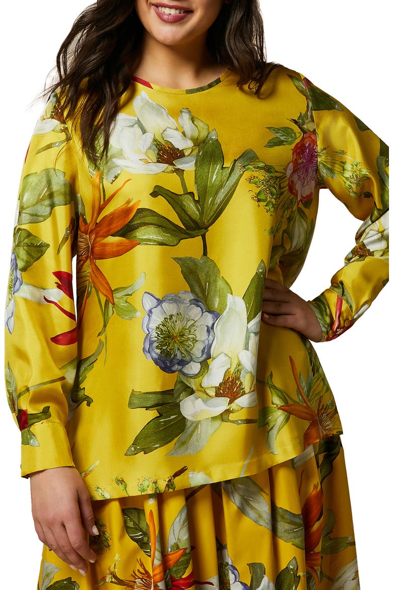 Leandro Floral Silk Twill Top, Main, color, LEMON BIG