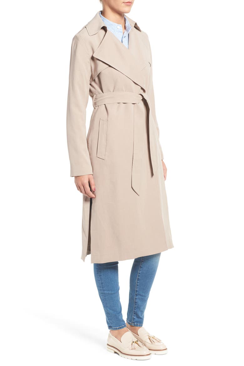 Long Drapey Trench Coat, Alternate, color, SAND