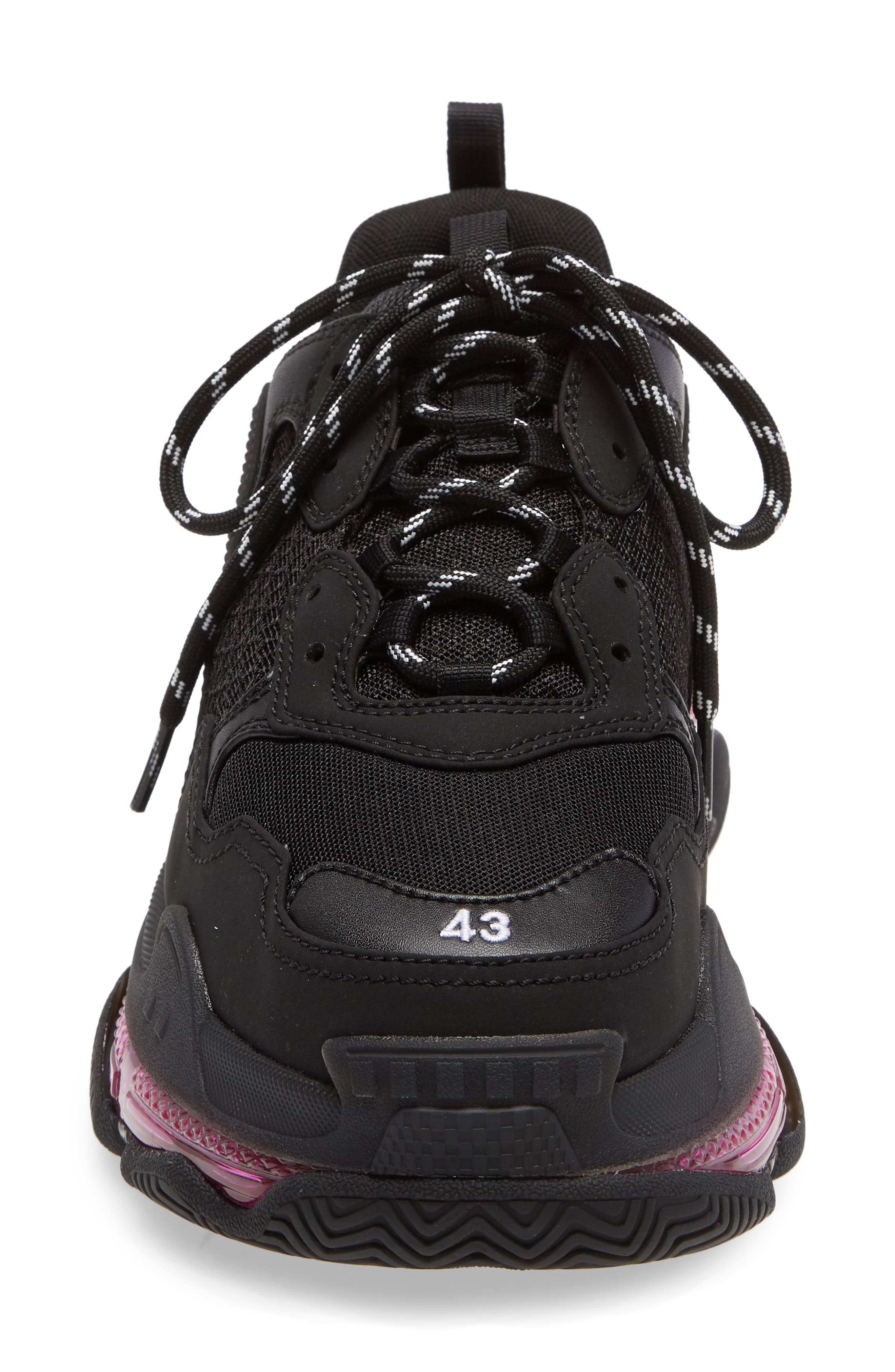 Triple-S Air Retro Sneaker, Alternate, color, BLACK/ PINK NEON
