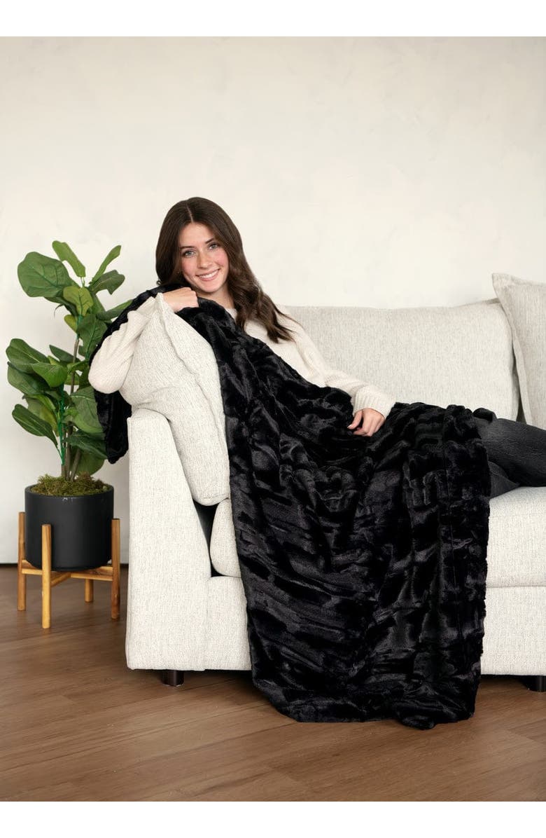 Minky Couture Sorbet Black Blanket, Main, color, Black
