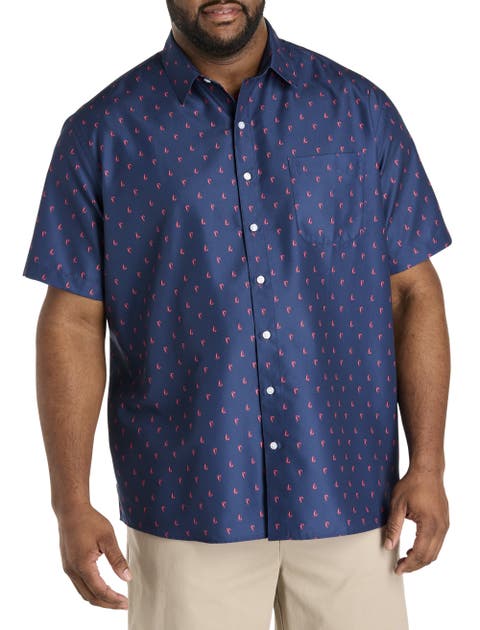 Big & Tall Microfiber Sailboat Print Sport Shirt