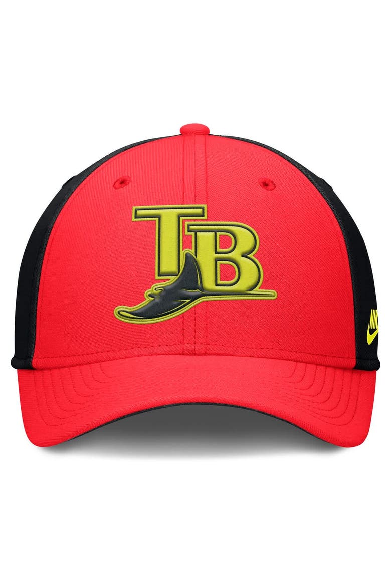 Men's Nike Crimson/Black Tampa Bay Rays Neon 90s Rise SwooshFlex Hat, Alternate, color, Crimson